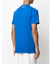 blaues bedrucktes T-Shirt mit einem Rundhalsausschnitt von DSQUARED2