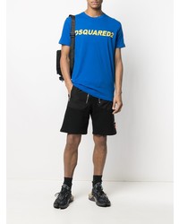 blaues bedrucktes T-Shirt mit einem Rundhalsausschnitt von DSQUARED2