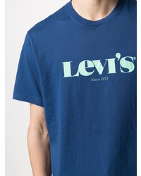 blaues bedrucktes T-Shirt mit einem Rundhalsausschnitt von Levi's