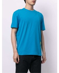 blaues bedrucktes T-Shirt mit einem Rundhalsausschnitt von Ea7 Emporio Armani