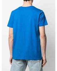 blaues bedrucktes T-Shirt mit einem Rundhalsausschnitt von A.P.C.