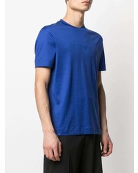 blaues bedrucktes T-Shirt mit einem Rundhalsausschnitt von Emporio Armani