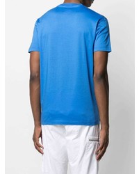 blaues bedrucktes T-Shirt mit einem Rundhalsausschnitt von DSQUARED2