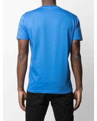 blaues bedrucktes T-Shirt mit einem Rundhalsausschnitt von DSQUARED2