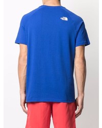 blaues bedrucktes T-Shirt mit einem Rundhalsausschnitt von The North Face