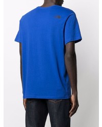 blaues bedrucktes T-Shirt mit einem Rundhalsausschnitt von The North Face