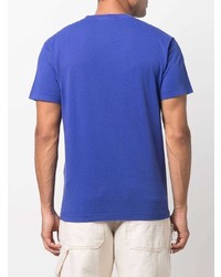 blaues bedrucktes T-Shirt mit einem Rundhalsausschnitt von Stone Island