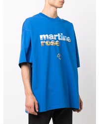 blaues bedrucktes T-Shirt mit einem Rundhalsausschnitt von Martine Rose