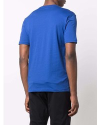 blaues bedrucktes T-Shirt mit einem Rundhalsausschnitt von Ea7 Emporio Armani