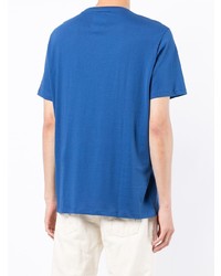 blaues bedrucktes T-Shirt mit einem Rundhalsausschnitt von Armani Exchange