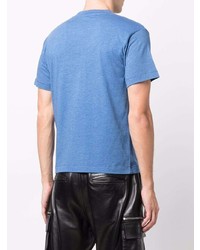 blaues bedrucktes T-Shirt mit einem Rundhalsausschnitt von DSQUARED2