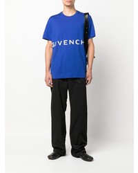 blaues bedrucktes T-Shirt mit einem Rundhalsausschnitt von Givenchy