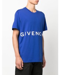 blaues bedrucktes T-Shirt mit einem Rundhalsausschnitt von Givenchy