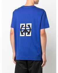 blaues bedrucktes T-Shirt mit einem Rundhalsausschnitt von Givenchy