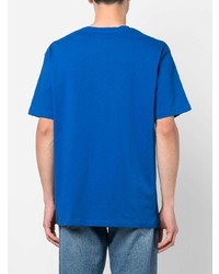 blaues bedrucktes T-Shirt mit einem Rundhalsausschnitt von Balmain