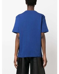 blaues bedrucktes T-Shirt mit einem Rundhalsausschnitt von Emporio Armani