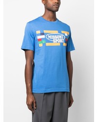 blaues bedrucktes T-Shirt mit einem Rundhalsausschnitt von Missoni