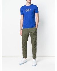 blaues bedrucktes T-Shirt mit einem Rundhalsausschnitt von CP Company