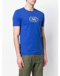 blaues bedrucktes T-Shirt mit einem Rundhalsausschnitt von CP Company