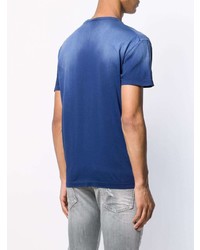 blaues bedrucktes T-Shirt mit einem Rundhalsausschnitt von DSQUARED2