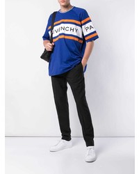 blaues bedrucktes T-Shirt mit einem Rundhalsausschnitt von Givenchy