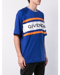 blaues bedrucktes T-Shirt mit einem Rundhalsausschnitt von Givenchy