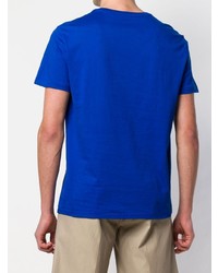 blaues bedrucktes T-Shirt mit einem Rundhalsausschnitt von Polo Ralph Lauren