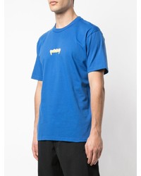 blaues bedrucktes T-Shirt mit einem Rundhalsausschnitt von Supreme