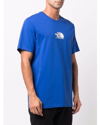 blaues bedrucktes T-Shirt mit einem Rundhalsausschnitt von The North Face