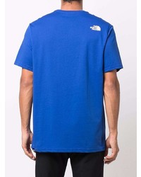 blaues bedrucktes T-Shirt mit einem Rundhalsausschnitt von The North Face