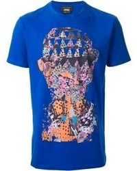 blaues bedrucktes T-Shirt mit einem Rundhalsausschnitt von Marc Jacobs