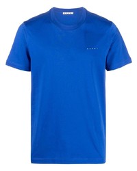 blaues bedrucktes T-Shirt mit einem Rundhalsausschnitt von Marni