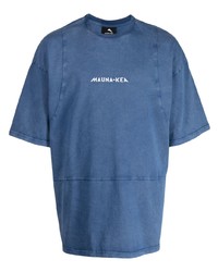 blaues bedrucktes T-Shirt mit einem Rundhalsausschnitt von Mauna Kea