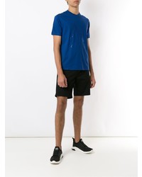 blaues bedrucktes T-Shirt mit einem Rundhalsausschnitt von Armani Exchange