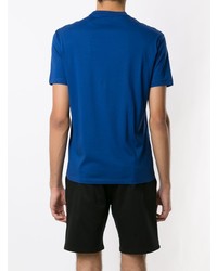 blaues bedrucktes T-Shirt mit einem Rundhalsausschnitt von Armani Exchange