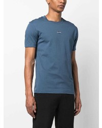 blaues bedrucktes T-Shirt mit einem Rundhalsausschnitt von Calvin Klein Jeans