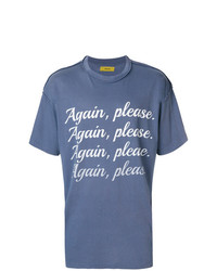 blaues bedrucktes T-Shirt mit einem Rundhalsausschnitt von Mirror By Paura