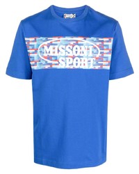 blaues bedrucktes T-Shirt mit einem Rundhalsausschnitt von Missoni