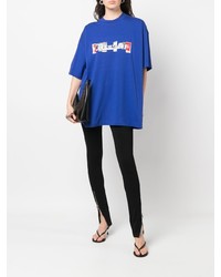 blaues bedrucktes T-Shirt mit einem Rundhalsausschnitt von Vetements