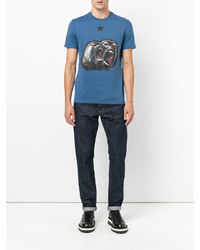 blaues bedrucktes T-Shirt mit einem Rundhalsausschnitt von Givenchy