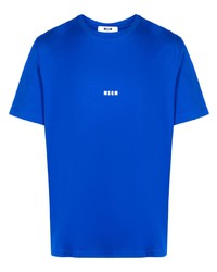 blaues bedrucktes T-Shirt mit einem Rundhalsausschnitt von MSGM