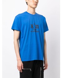 blaues bedrucktes T-Shirt mit einem Rundhalsausschnitt von N°21