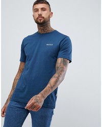 blaues bedrucktes T-Shirt mit einem Rundhalsausschnitt von Nicce London