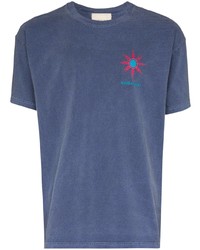 blaues bedrucktes T-Shirt mit einem Rundhalsausschnitt von Nicholas Daley