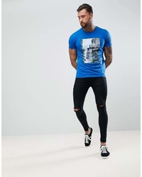 blaues bedrucktes T-Shirt mit einem Rundhalsausschnitt von DARE 2B