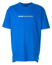 blaues bedrucktes T-Shirt mit einem Rundhalsausschnitt von Off Duty