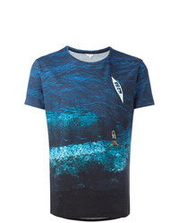 blaues bedrucktes T-Shirt mit einem Rundhalsausschnitt von Orlebar Brown
