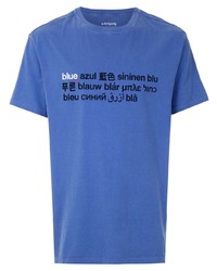 blaues bedrucktes T-Shirt mit einem Rundhalsausschnitt von OSKLEN