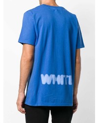 blaues bedrucktes T-Shirt mit einem Rundhalsausschnitt von Off-White