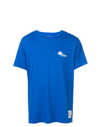 blaues bedrucktes T-Shirt mit einem Rundhalsausschnitt von Oyster Holdings